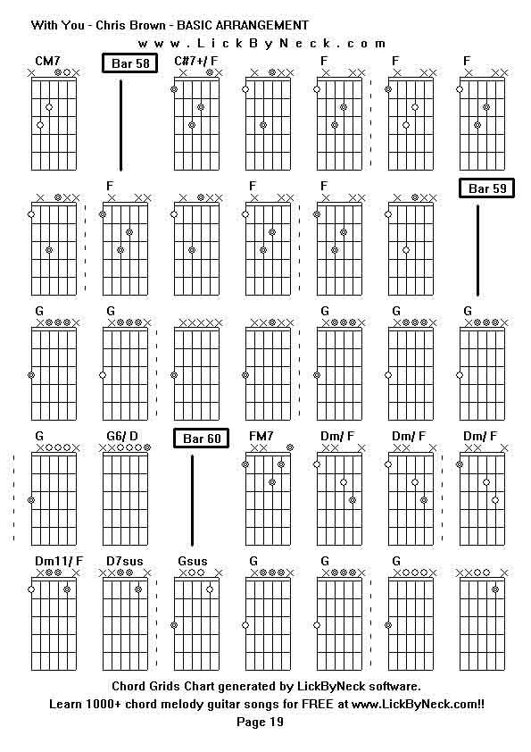 Chord Grids Chart of chord melody fingerstyle guitar song-With You - Chris Brown - BASIC ARRANGEMENT,generated by LickByNeck software.